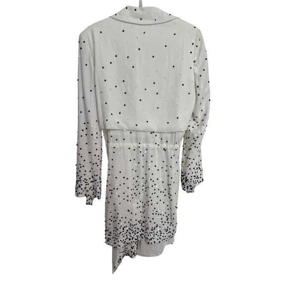 Haute Hippie NWT Ombre Dot Drape Front Trench Coat Size Large Waterfall - Picture 4 of 13